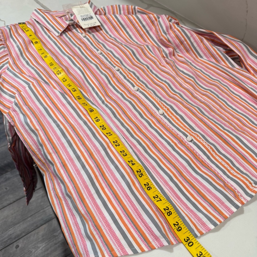 J. Jill Stretch button up shirt collared pink orange coquette‎ fitted Size 20 W - Picture 13 of 13